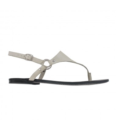 White leather thong flat sandal