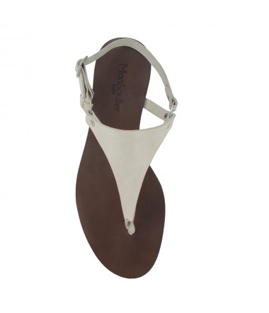 White leather thong flat sandal