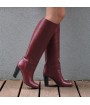 Women burgundy high boots