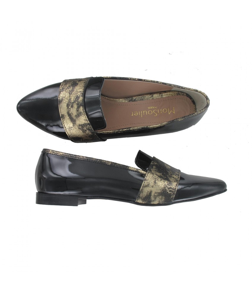 black patent leather women slipper made in Italy by Mon Soulier