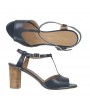 Blue leather t strap sandal Made in Italy 