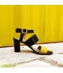 Sandale cuir jaune et noir RIO