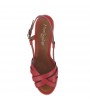 Sandale compensée cuir rouge
