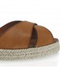 Camel leather wedge espadrille detail