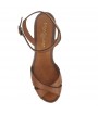 Camel leather wedge sandal