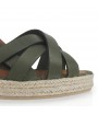Detail Kaki leather wedge espadrille sandals GRENADA 