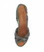 Kaki leather wedge sandal