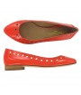 Women coral leather pointy flats