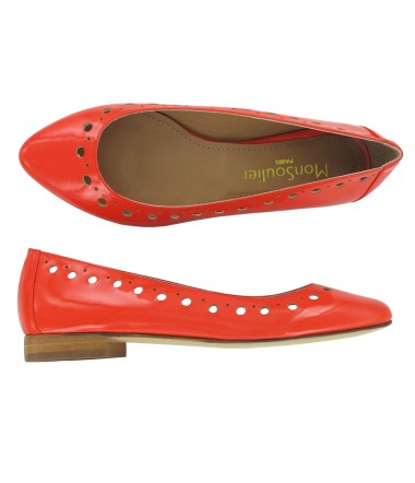 Coral patent leather pointy flats CHRIS