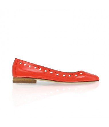 Coral patent leather pointy flats CHRIS