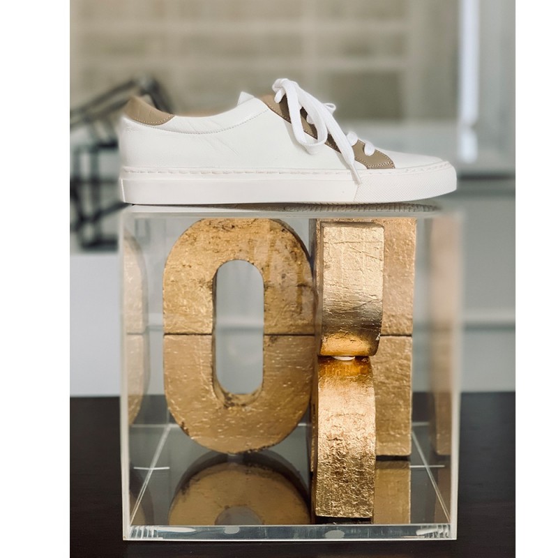 White beige leather sneakers SERGIO