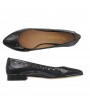 Women black leather pointy flats