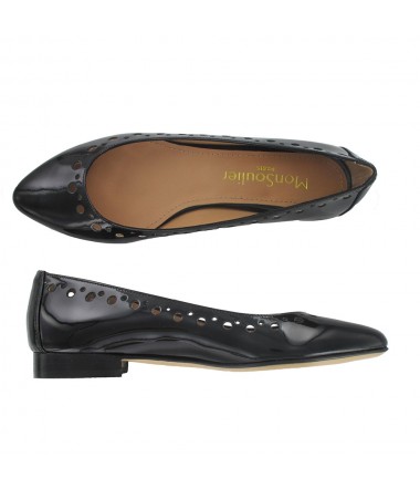 Black patent leather pointy flats  CHRIS