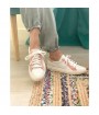 Woman pink and white sneakers