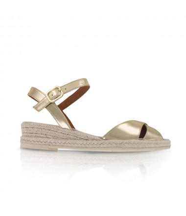 Gold low wedge espadrilles