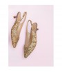 Pointy gold little heel slingback 