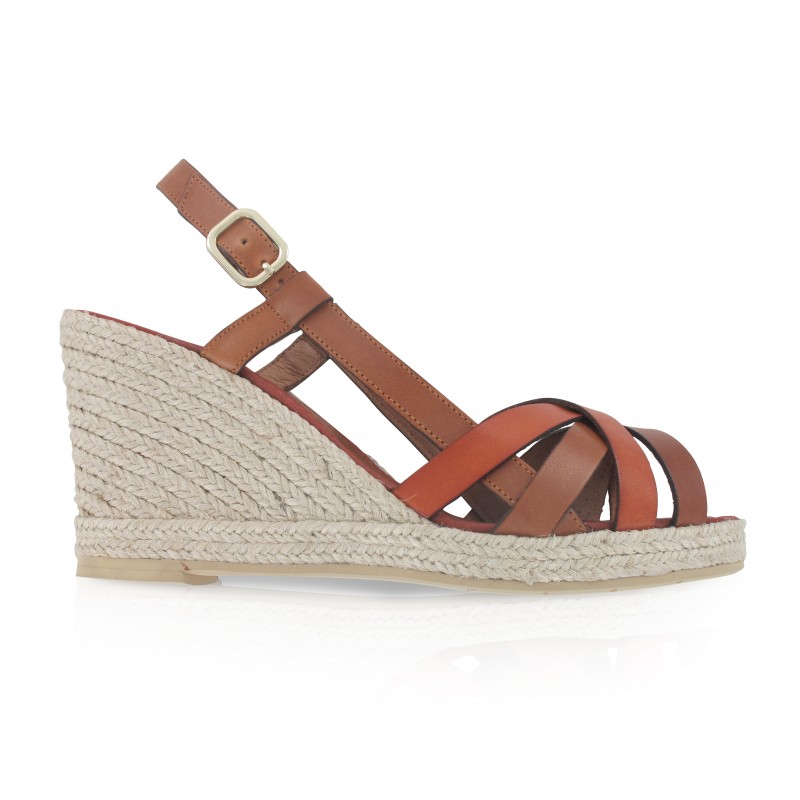 Bicolore leather wedge cord sandal by Mon Soulier