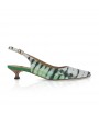 Green Python low heel slingback made in Italy