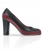 Red and black leather pump