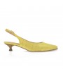 Yellow leather kitten heel slingback made in Italy 