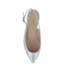 Silver leather low heel slingback made in Italy 