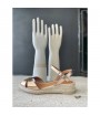 Gold leather low wedge cord sandal 