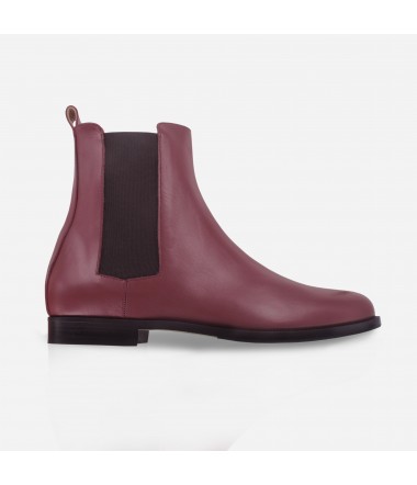 Burgundy leather leather woman chelsea boots