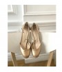 Gold leather t strap pump made in Italy