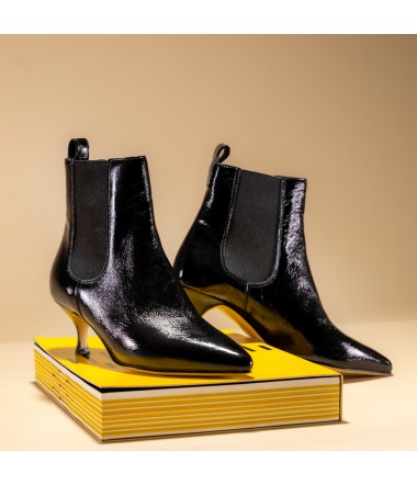 kitten heel black leather chelsea boots TOKYO