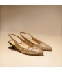 Gold leather kitten heel slingback made in Italy 