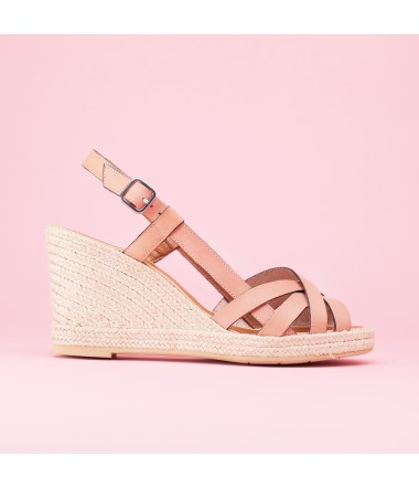 baby pink leather espadrille wedge sandals GRENADE