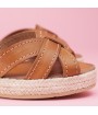 Camel leather espadrille wedge sandals GRENADE