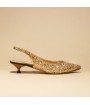 Gold leather kitten heel slingback made in Italy 