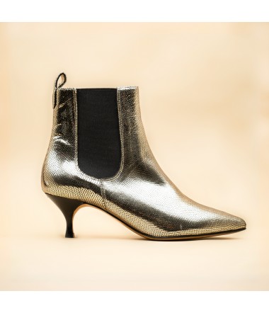 kitten heel gold leather chelsea boots TOKYO