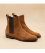 woman chelsea boots in camel suede leather 