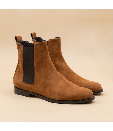 Chelsea boots plate daim tabac