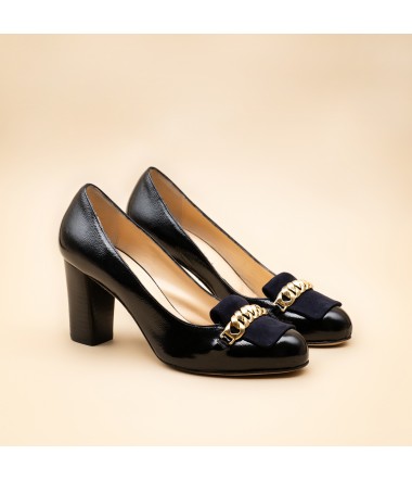 Black patent heel loafers VERA
