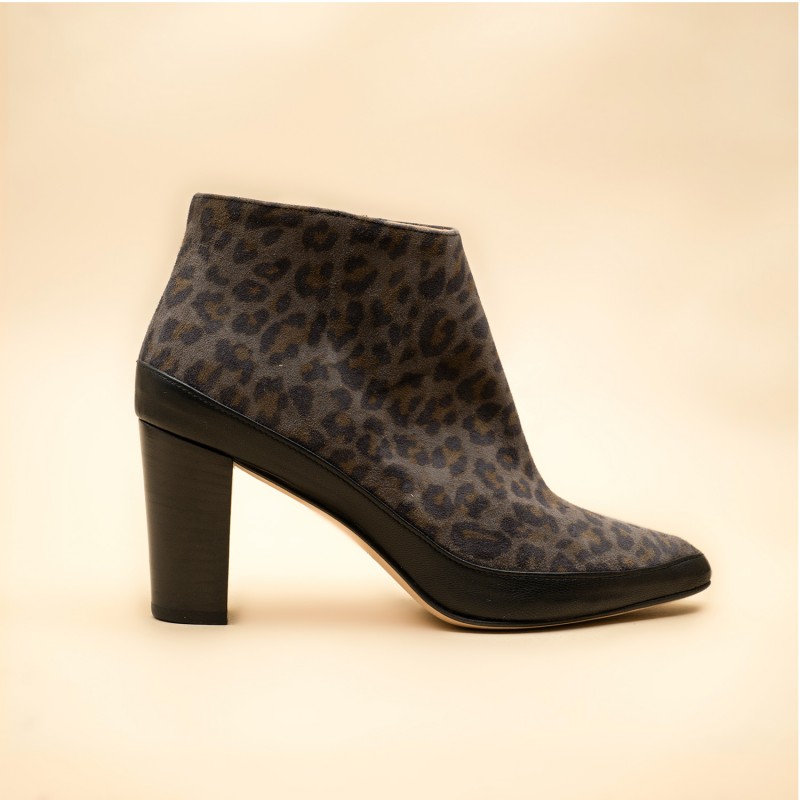 Leopard suede ankle boots made in Italy 
