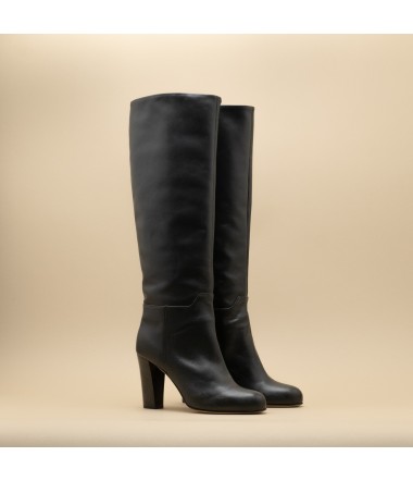 Black leather knee high boot DOUN