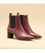 Chelsea boots petit talon cuir bordeaux italie
