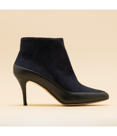 Navy suede leather pointy ankle boots RICHER