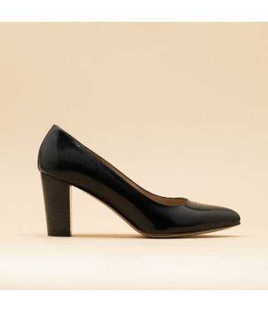 Black leather pointy pump TREVISE