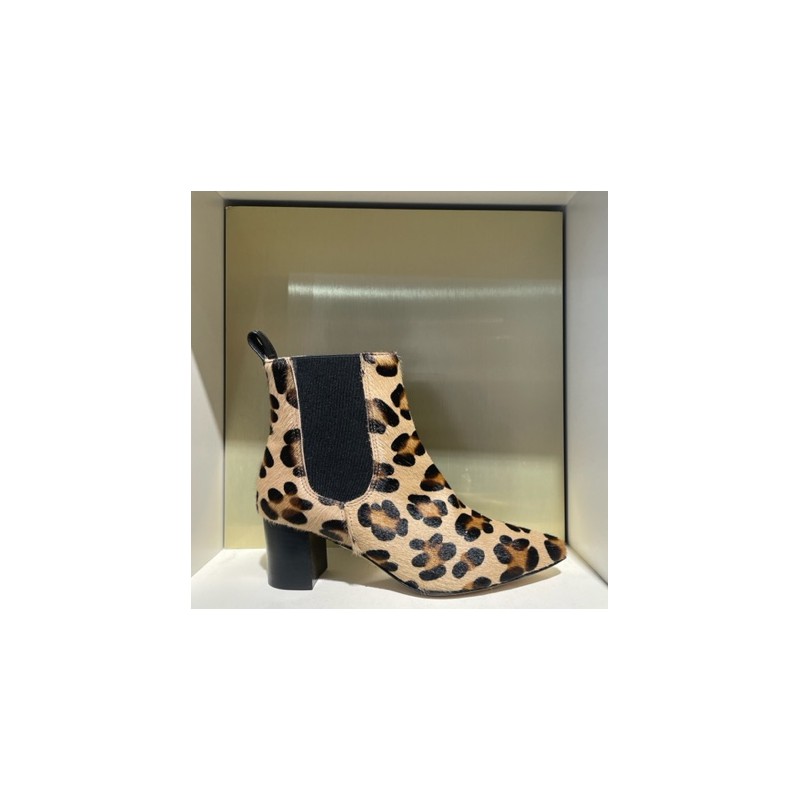 Chelsea boots pointue pony imprimé leopard