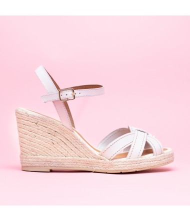 Silver leather wedge espadrilles MADRID