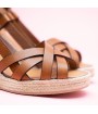 Bicolore leather wedge cord sandal by Mon Soulier