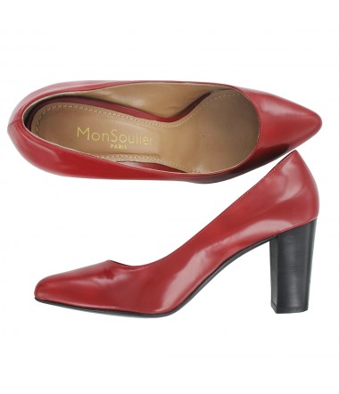 Pointed toe red leather calf pump made in Italy