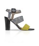 Black glitter and yellow leather sandals RIO