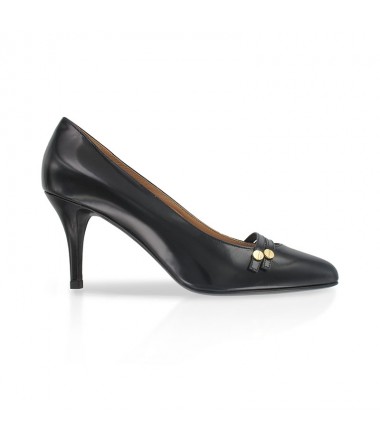 Black leather pointy pump made in Italy PARADIS