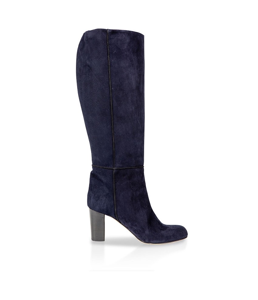 blue suede knee high boots
