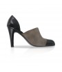 Grey and black leather pump